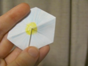 Hexaflexagon that has been opened all the way